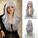 EASIHAIR Light Orange Synthetic Wigs Long Wavy Ombre Natural Hair Wigs with Bangs for Women Cosplay Lolita Wig Heat Resistant
