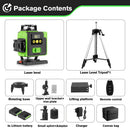 HGLINE 16 Lines  4D Laser Level Rotatable Level Machine Rechargeable Automatic leveling Tool 2X6000mAh Battery Set With Tripod
