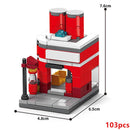 NEW Restaurant Dessert Coffee Pet Fruit Store Street View Food House Building Blocks Kit Girls Bricks Model Kids Toy Children