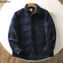 Autumn Winter Men's Fleece Linend Warm Shirt Jackets Thickened Long Sleeve Flannel Checked Shirts Vintage Casual Men Shirt Coats