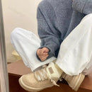 Womens Snow Boots Winter New Retro Round Toe Low-top Lace Up Warm Plush Flat Shoes Fashion Versatile Non Slip Casual Sport Shoes