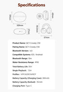 QCY Crossky C50 Clip On Earbuds Open Ear Wireless Bluetooth 6.0 Headphones 35H Playtime Earphones Comfortable for Fitness IPX5