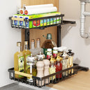 2-level metal storage rack under the sink, with sliding drawer