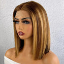 Highlight P4/27 Peruvian Remy Hair Short Bob Ombre Human Hair Wigs Blond Wig Straight Bob Wig 13*6*1 Lace Front Wigs For Women