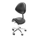 Rolling Saddle Stool Work Chair Height Adjustable  with Wheels +Backrest Heavy Duty