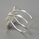 Lotus Fun Elegant Water Lily Leaves Double Layer Adjustable Rings for Women 925 Sterling Silver Luxury Designer Fine Jewelry