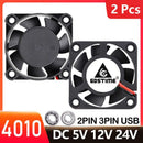2个 GDSTIME 40MM 散热风扇 DC 5V 12V 24V 40x40x10mm 双滚珠迷你冷却风扇 4010 轴流风扇 40MM 适用于 3D 打印机、DVR、NAS 散热