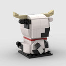 Animals MOC Dairy Cow Brickheads Cute Creative DIY Desktop Decor Building Blocks Kids Toys Gift Cartoon Pet Dairy Cattle Model
