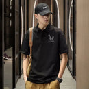 Men's Clothing Round Neck Black White Polo Shirt Short Sleeve Slim Fit Summer Casual Trendy American Style T-Shirt