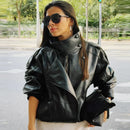 The Rebel Crop | Women's Cropped Leather Bomber Jacket