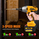 DayPlus 1500Nm Cordless Impact Wrench 3 IN 1 Electric Drill Impact Wrench,Brushless Impact Gun 1/2"Driver Car Tyre Wheel,3 Speed