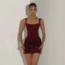 Sexy Sequin Party Dresses Pleated Slim Bodycon Dress Women Spaghetti Strap Mini 2026 Summer Dress Evening Nightclub