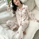 Girls' faux ice silk pyjamas, ladies' long-sleeved lace green premium feeling two-piece set of sweet loungewear, love blue cloth