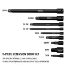 9Pcs/Set Impact Extension Bars 1/2" 3/8" 1/4" Drive Long Reach Extension Bar Set For Impact Sockets Ratchets Repair Tools Black