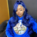 Navy Blue 13x6 Lace Front Body Wave Human Hair Wigs Brazilian Blue Colored HD Transparent Lace Front Wigs For Women Pre Plucked