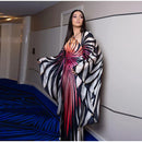 Holiday Loose Striped Long Dress Women Halter Batwing Sleeve Backless Lace Up Chic Party Dresses 2026 Summer Vacation Beach Robe