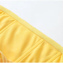 The Aurelian | Butter Yellow Mesh-Spliced Asymmetric Evening Gown