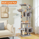 Sturdy Multi-Level Cat Tree Tower with Natural Sisal Scratching Posts,Cozy Hammock&Condo, Large Top Perch, and Fun Dangling Ball
