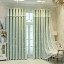 1pc European Luxury Double Layer Blackout Curtain,Top Eyelet for Easy Hanging,Floral Pattern for Living Room Bedroom Decor