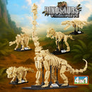 The Fossil Vault | 4-in-1 Jurassic Dinosaur Skeleton Building Blocks Set — 1,225 Pieces