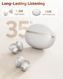 QCY Crossky C50 Clip On Earbuds Open Ear Wireless Bluetooth 6.0 Headphones 35H Playtime Earphones Comfortable for Fitness IPX5