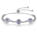 KALETINE Women Evil Eye Lucky Hamsa Bracelet Genuine 925 Sterling Silver Men Luxury Round Blue Eyes CZ Crystal Tennis Bracelet