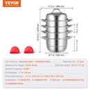 SucceBuy 5 Layer Food Steamer 28-30cm Stainless Steel Stock Pot for Home Steaming Dumplings Vegetables Rice Cooking Steamed Dish