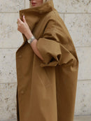 Lady Oversized Long Trench Women Coat Stand Collar Single Breasted Loose Wide Sleeve Casual Coats New Autumn Winter Chic Jackets