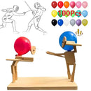 Balloon Bamboo Man Battle Handmade Wooden Fencing Puppets Wooden Bots Battle Game Two-Player Fast-Paced Balloon Battle Game