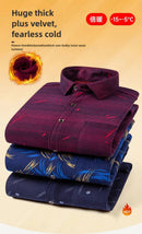 Men's Long-Sleeved Shirt Thickened Warm 7XL8XL Plus Size Autumn/Winter Casual No-Ironing Comfortable Double-Sided Fleece Top