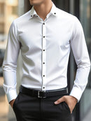 FGKKS New Men Shirts Brand Fashion Quality Smart Business Four Season Long Sleeve Casual Patchwork Elastic Male Dress Shirt