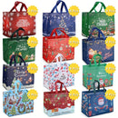 48PCS Christmas Reusable Grocery Bags, Tote Bags With Handles, Christmas Treat Bags, Multifunctional Non-Woven Bags For Gifts Wr