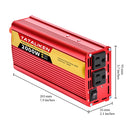 2000W车载逆变器12V DC转110V/220V 60HZ AC转换器带双USB快速车载充电器适配器（红色）
