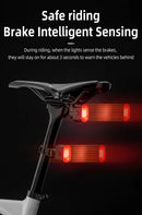 ROCKBROS Bike Light Smart Bicycle Rear Light Auto Brake Sensing IPX6 Waterproof Cycling Tail Lamp LED Type-C Charging Safety Bike Taillight