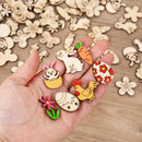50/100pcs Easter Wooden Crafts Ornament Rabbit Eggs Kids Painting DIY Wood Slice 2025 Spring Easter Party Home Table Decoration