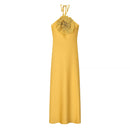 Women Elegant Chest Diamond Flower Halter Dress Backless Sexy Long Dresses Summer 2025 New Fashion Evening Party Dresses