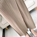 YUDX Women Pleated Solid Color Ankle-length Pants Elastic Waist Wide Leg Straight Female Trsouser Loose 2026 Summer