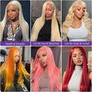 200 Density 613 Blonde Straight 13x4 Transparent Lace Frontal Wig 13x6 HD Lace Front Human Hair Wigs Brazilian For Women
