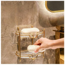 Lightweight luxury double layered soap holder for bathroom, self draining soap tray with metal bracket bathroom accessories