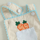 FOCUSNORM 0-18M Lovely Baby Boys Girls Easter Romper Overalls Rabbit Carrot Embroidery Sleeveless Square Neck Jumpsuit