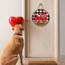 Valentines Day Wooden Door Signs Black White Buffalo Plaid Wooden Plaque for Wedding Party Anniversary Home MIAO-US