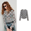 TOYOUTH Women Mesh Printed Sheer T-Shirts 2026 Spring New Trendy Niche Waist-Cinched American Y2K Crop Tops