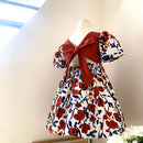 Bear Leader Girl Summer Dress Outfits 2023 New Girls Floral Princess Dress Backless Tie Bow Puff Sleeve Fashion Dress for 3-11 Y