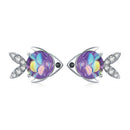 Bamoer Cute Romantic Fairy Elevs Exquisite Stud Earrings for Women Genuine 925 Sterling Silver Rainbow Ear Studs Luxury Jewelry