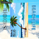 30*60inch Ultra-Soft Beach Towel with Tropical Palm Tree Beach Scene Soft Towel