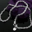 Hot Charms Fine 4MM Rope Chain 925 Sterling Silver Necklaces for Woman Men Classic Fashion Jewelry Wedding Party Holiday Gifts