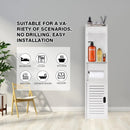 DayPlus Bathroom Waterproof Cabinet w/Paper Drawer,Tall Toilet Storage Cupboard,White Organizer Shelves,Free-standing Storage