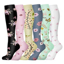 6 PAIRS Compression Socks Flowers Animal Fruit for Men Women Running Nurse Socks Nurses Sport Ladies Lady Womens Running