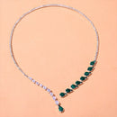 Stonefans Vintage Green Open Necklace Rhinestones Collar Water Droplets Pendant Fashion Crystal Bridal Choker Wedding Jewelry