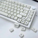 Simple Milky White Cute Cat Theme Keycap 124Keys PBT Sublimation MOA Profile Round Ball Caps Korean Mechanical Keyboard Keycaps